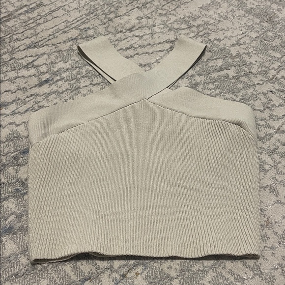 Aritzia Elegant Cream Cross-Strap Women's Top - Picture 2 of 3